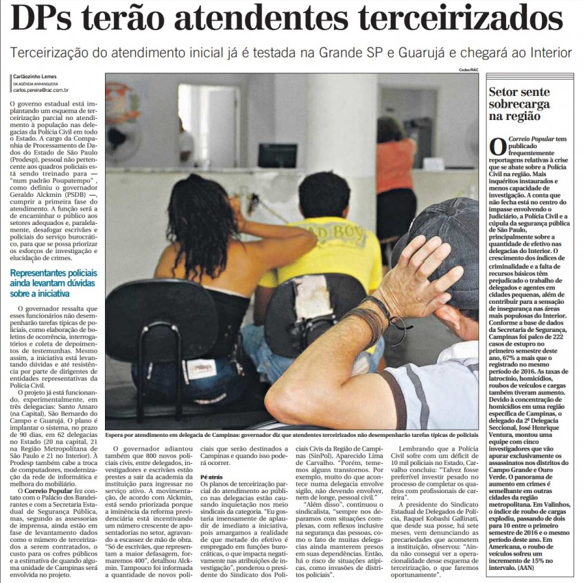 DPs terão atendimentos terceirizados