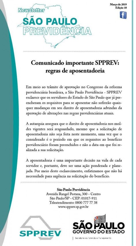 COMUNICADO IMPORTANTE SPPREV: REGRAS DE APOSENTADORIA