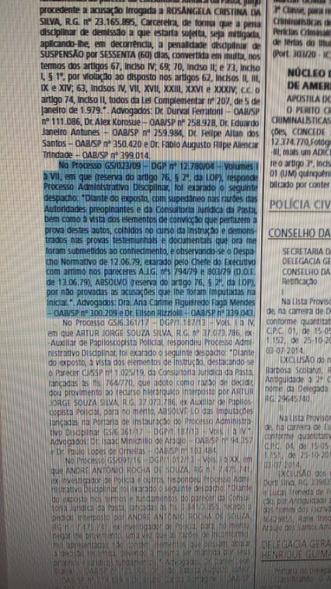 DEPARTAMENTO JURÍDICO DO SINPOL CAMPINAS ABSOLVE DELEGADO DE POLÍCIA