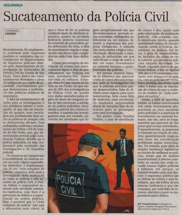 MATÉRIA PUBLICADA NO JORNAL CORREIO POPULAR NA DATA DE 06/07/2017 "SUCATEAMENTO DA POLÍCIA CIVIL"