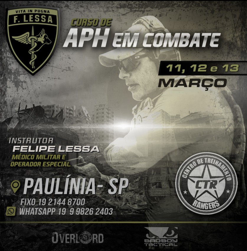NOVIDADES - UM DOS MAIORES CURSO DE APH	TÁTICO A NÍVEL NACIONAL, AGORA EM NOSSA REGIÃO, COM O MÉDICO MILITAR FELIPE LESSA, VAGAS LIMITADAS.
